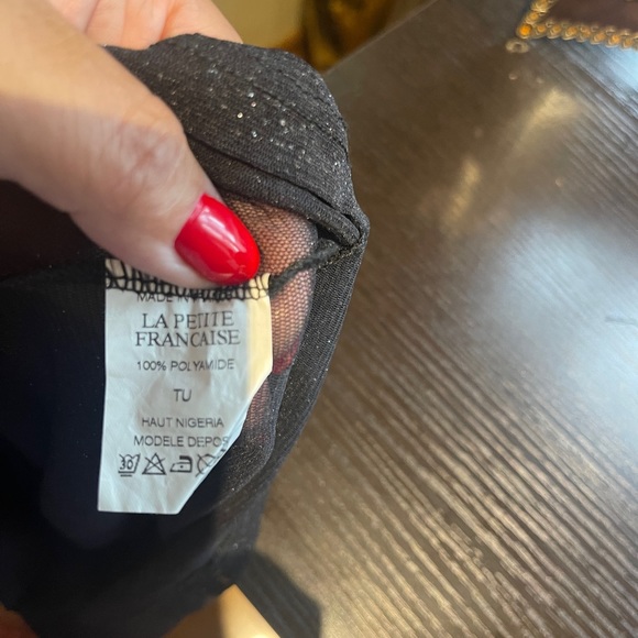 La petite Francaise Women’s sheer top turtleneck lurex sparkly Sz S/M - Picture 11 of 16